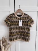 Zara żakardowy sweterek krótkie rękawy z domieszką wełny S