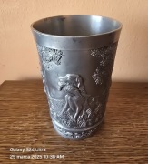 Cynowa szklanka, kufel, kielich myśliwski XXw.