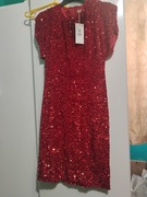 Sukienka czerwona nowa z cekinami
