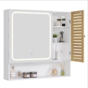 Szafka łazienkowa z lustrem LED + gniazdka USB, biała 80 x 16 x 77 cm