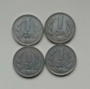 moneta 1 zł cztery sztuki czasy prl 