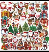 Naklejki świąteczne kawaii Cartoon Christmas 50 sztuk 