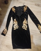 Nelly welurowa cekinowa sukienka 34 36 XS S