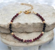 Bransoletka kamienie naturalne granat rubin turmalin hematyt stal