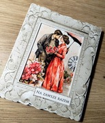 Kartka na rocznicę ślubu retro vintage handmade 