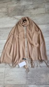 Cashmere szalik nowy gładki z frędzlami