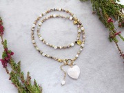 Kwarc różowy, opal peruwiański, hematyt, stal - UNIKAT 