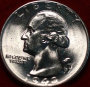 25 centów - SREBRO - Washington 1943 - Quarter Dollar - menniczy- rzadki