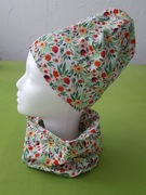 Czapka + komin  w kwiaty