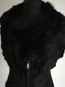 Kamizelka Futro Naturalne Królik Czarne R S M Futrzane Naturalne Ciepłe