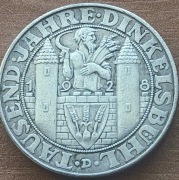 Rzadka moneta,Niemcy, Weimar. 3 marki 1928 D
