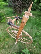 Stare drewniane koło prządki, ok. 100 cm wys. 70 cm szer, dekor rustykalna