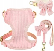 Szelki dla psa z smyczą i obrożą M różowe oddychające zestaw 3w1