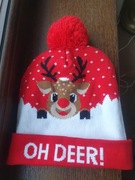 Czapka zimowa świąteczna renifer 
