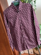 7 Koszula Ted Baker ciemne bordo artystyczne kwiaty bawełna 