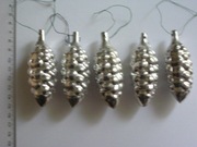 bombki choinkowe srebrne szyszki plastikowe nietłukące 5 szt. 