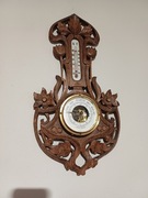 Stary drewniany barometr z termometrem 