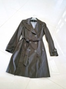 Trencz/płaszcz przeciwdeszczowy, khaki/zielony, dwurzędowy, midi, roz 36/38