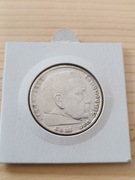 Moneta 5 Marek z 1938 z wizerunkiem Paula von Hindenburga srebro 0/900