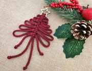 Zawieszka choinkowa bombka bordowa choinka makrama ozdoba świąteczna