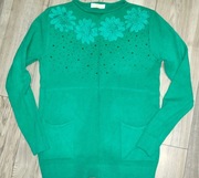 Zielony sweterek z kwiatkami S/M