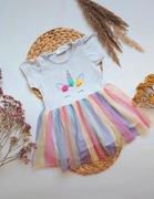 Sukienka tiulowa 86 tiul z jednorożcem jednorożec bawełniana biała kolorowa