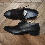 Super półbuty wizytowe ze skóry naturalnej czarne, rozmiar 41, wkładka 28cm