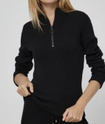 Medicine czarny prążkowany sweterek z zamkiem bluzka