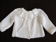 Sweter biały retro 68 74 wiązany