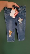 Disney sinsay Tom&Jerry jeansowe spodnie 80cm nowe