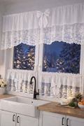 Komplet kuchennych firanek hafty kokardki