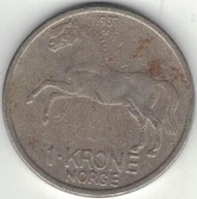 Norwegia 1 korona krone 1959 - 25 mm