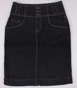 Lindex jeans midi granat wysoki stan 36
