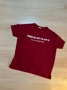 Czerwony T-shirt Zara Trafaluc Look Rozmiar L damski Nadruk