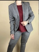 Garnitur wetniany wetna 50% damski melanzowy czarny marynarka spodnie SM 38