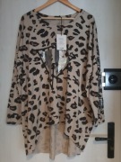 Oversizowa bawełniana bluzka/tunika panterka nowa