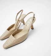 ZARA nowe beżowe skórzane buty na obcasie pikowane basic old money 37