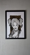 HARLEY QUINN – RĘCZNIE MALOWANY OBRAZ W RAMIE (FORMAT A3)