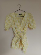 Żółta bluzeczka w kratkę bluzka z baskinką Quiz 36/S  Hit Wiosna Lato 