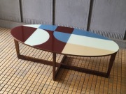 Ława, stolik kawowy vintage retro z blatem szklanym