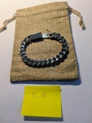 Gruba bransoletka, płaski łańcuszek w gustownym woreczku na prezent. B_14