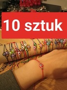 Zestaw 10 ręcznie robionych kolorowych bransoletek z talizmanem