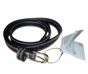 Nowy markowy damski czarny pasek skórzany wąski 100cm 1,7cm