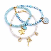 Cudne letnie bransoletki perły charms turkus zlota bezowa