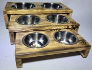 Stojak na miski dla psa 2x0,9l M drewno