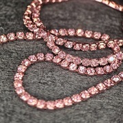 Ametystowy łańcuszek z kryształkami / cyrkoniami - 20cm