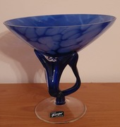 Piękny puchar ze szkła kobaltowego z Huty Alicja