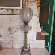 Sprawna, stara lampa naftowa z XIX-tego wieku=72 cm.