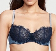 Victoria's Secret Cyrkonie Biustonosz W Granatowym Aksamicie 75E (32D)