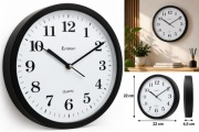 Zegar ścienny czarny 22 cm do salonu i kuchni klasyczny duże cyfry kwarcowy